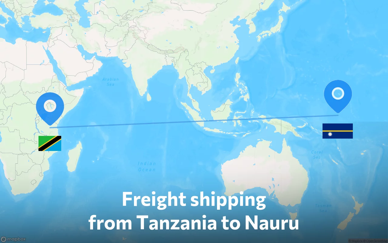 Shipping route from Tanzania to Nauru