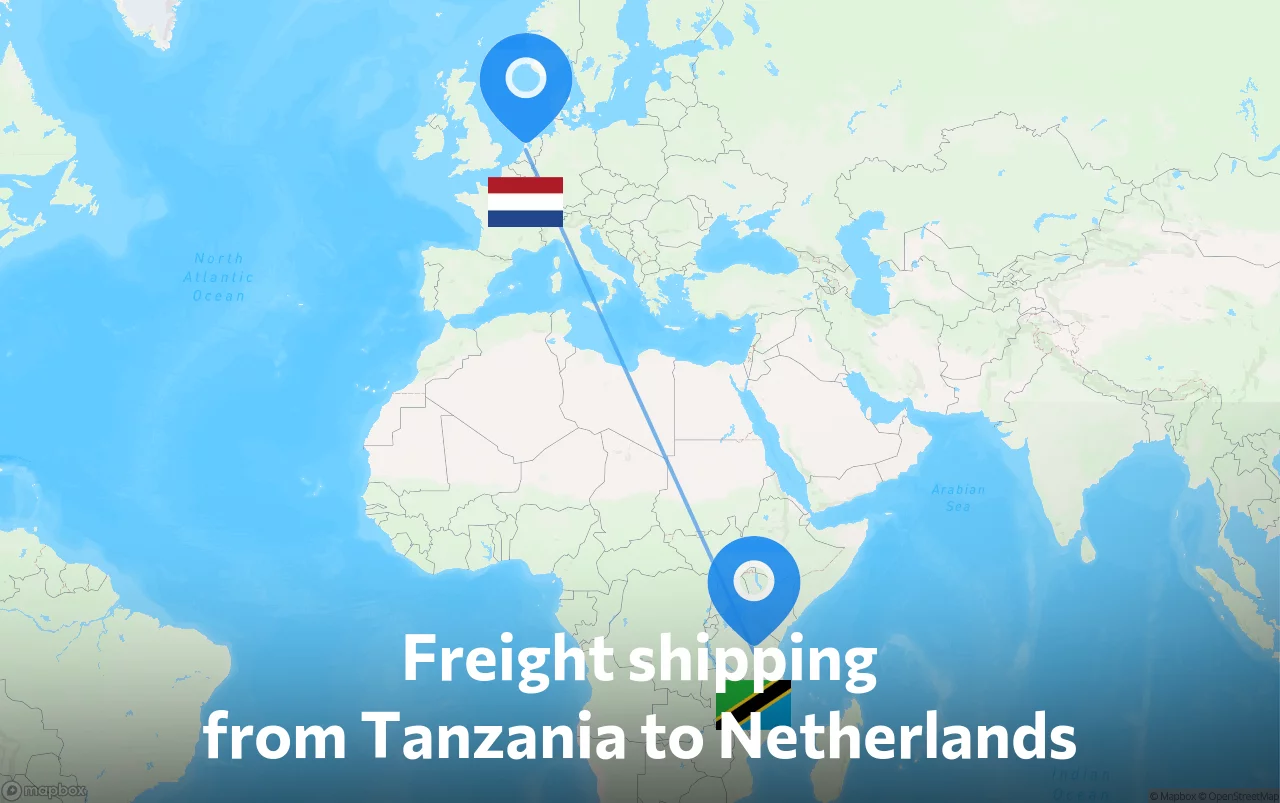 Shipping route from Tanzania to Netherlands
