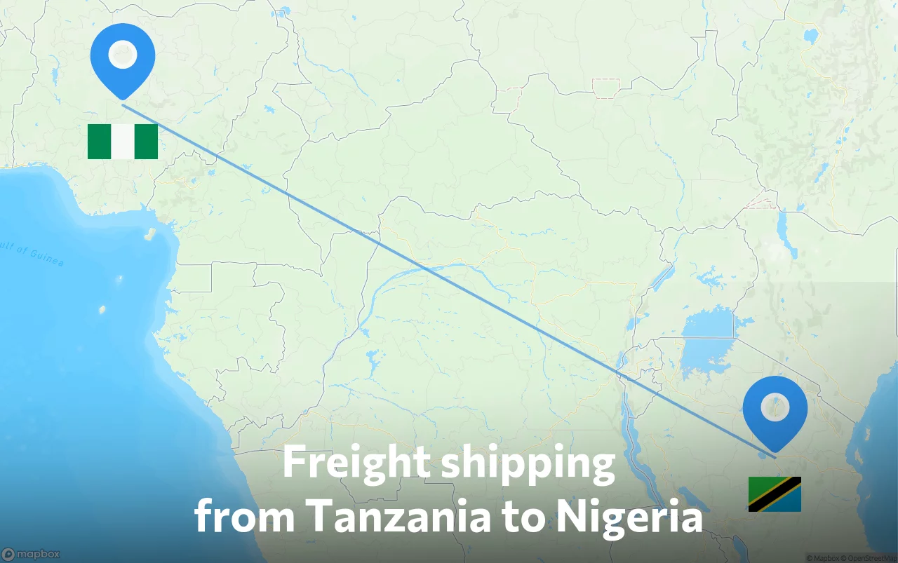 Shipping route from Tanzania to Nigeria