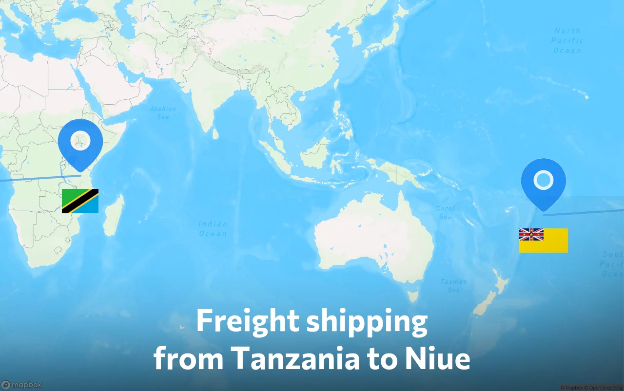 Shipping route from Tanzania to Niue