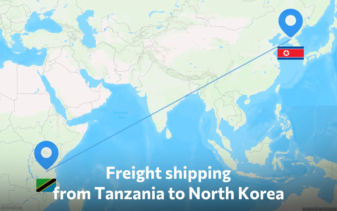 Shipping route from Tanzania to North Korea