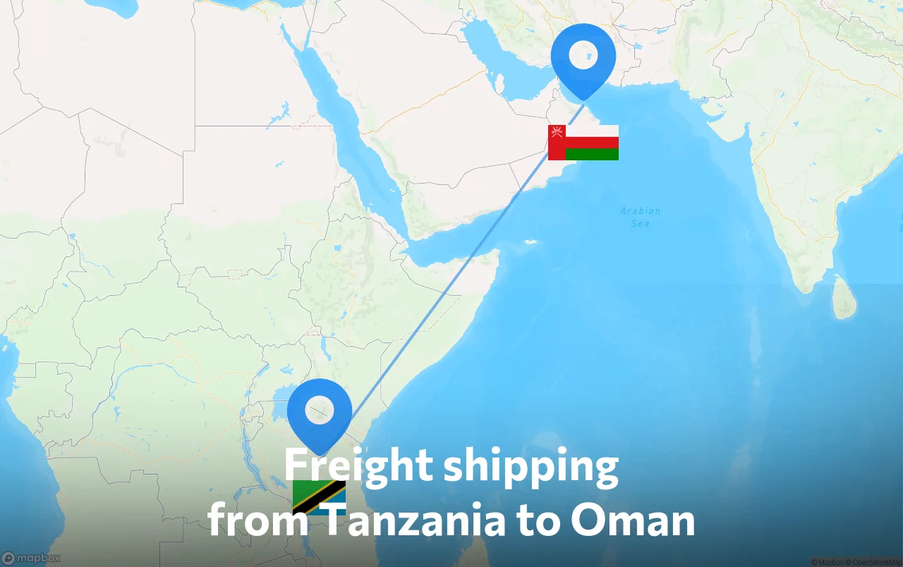 Shipping route from Tanzania to Oman