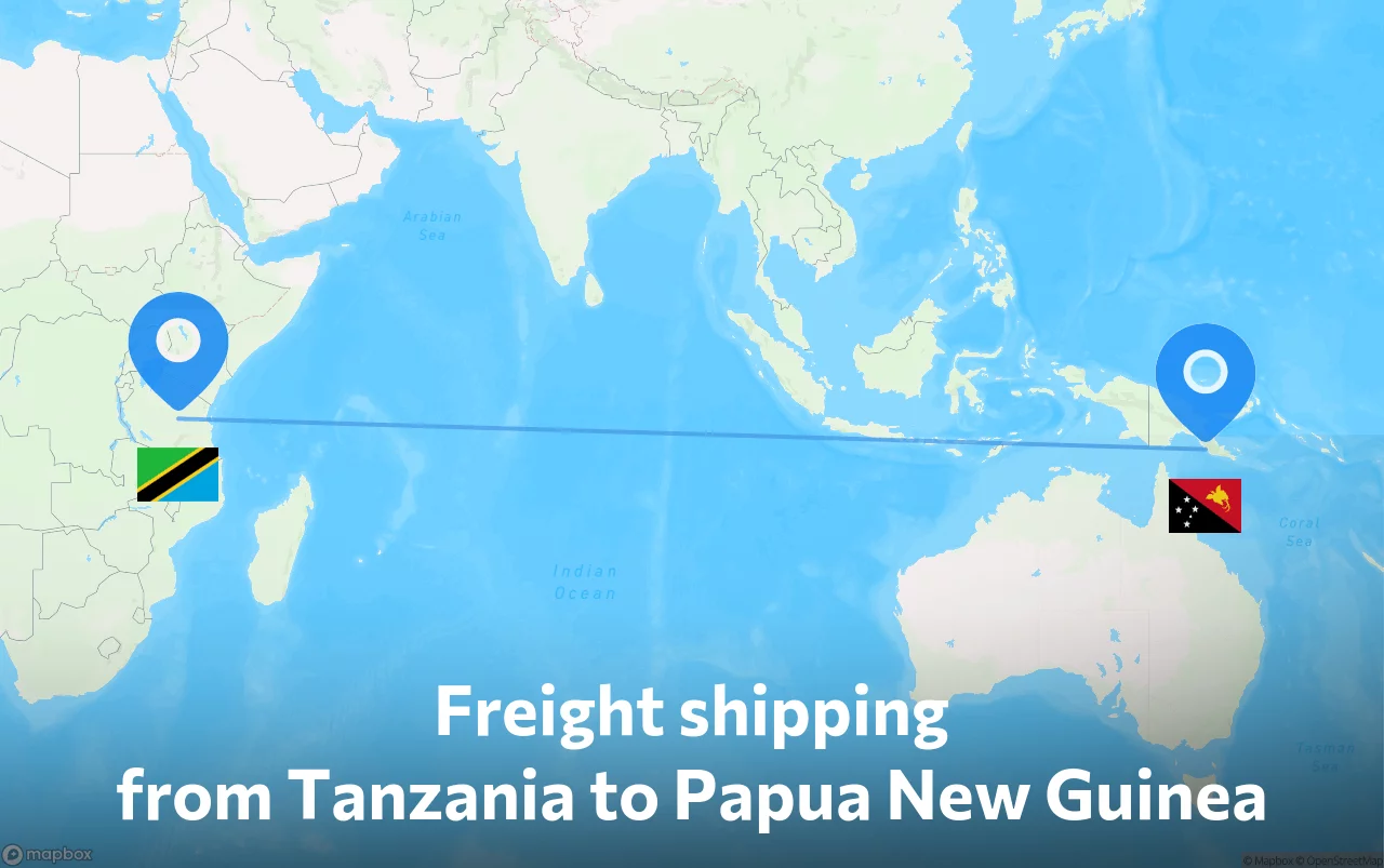 Shipping route from Tanzania to Papua New Guinea