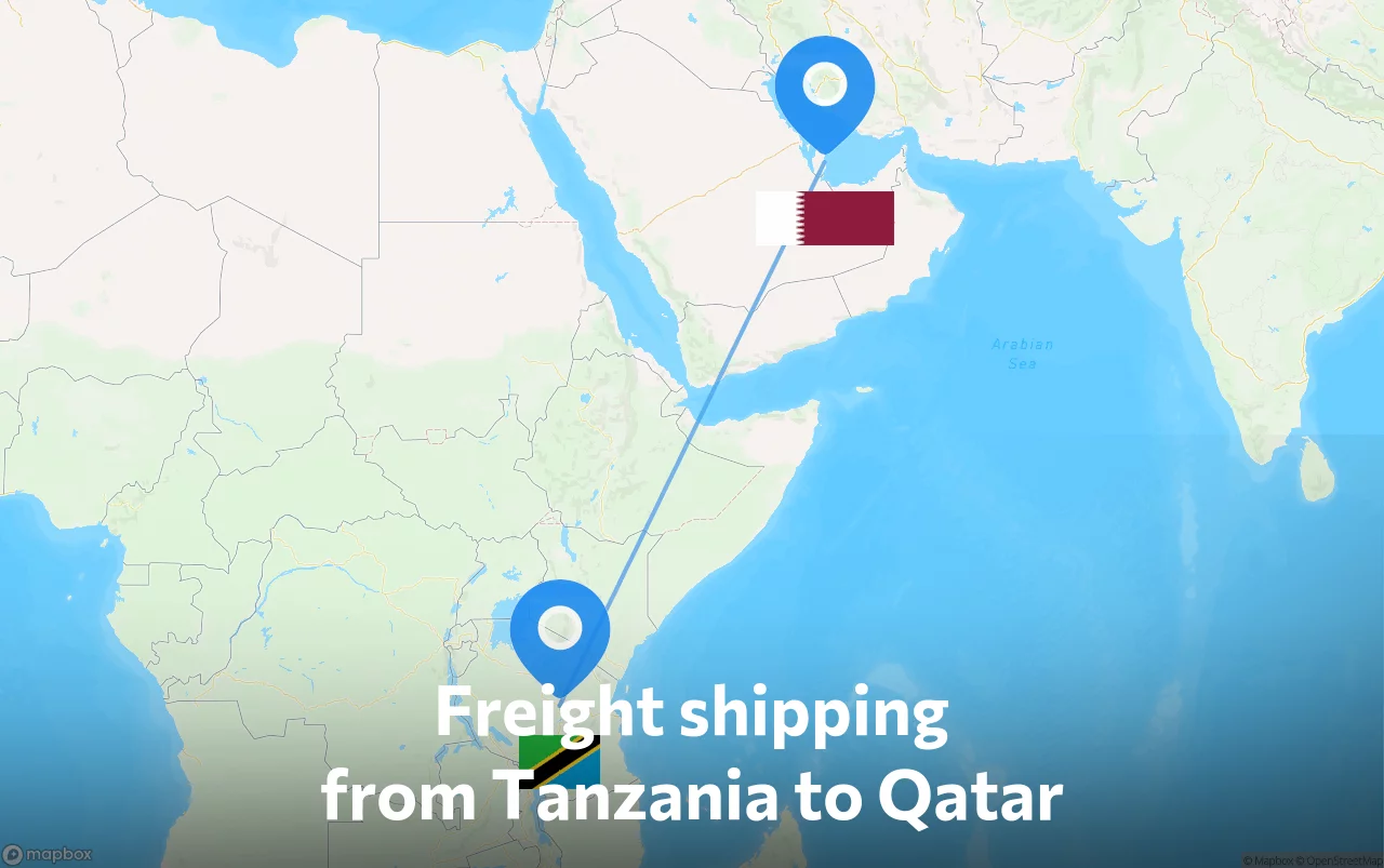 Shipping route from Tanzania to Qatar