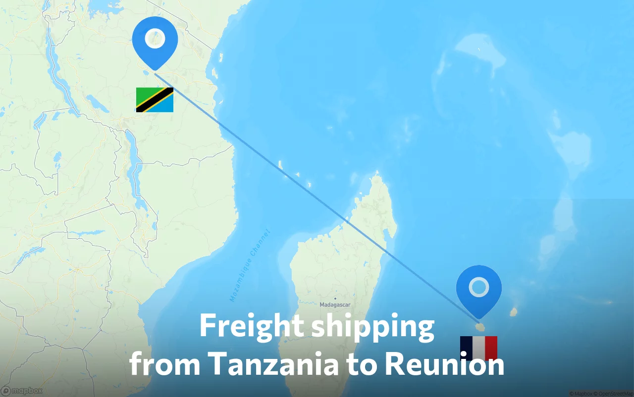 Shipping route from Tanzania to Reunion