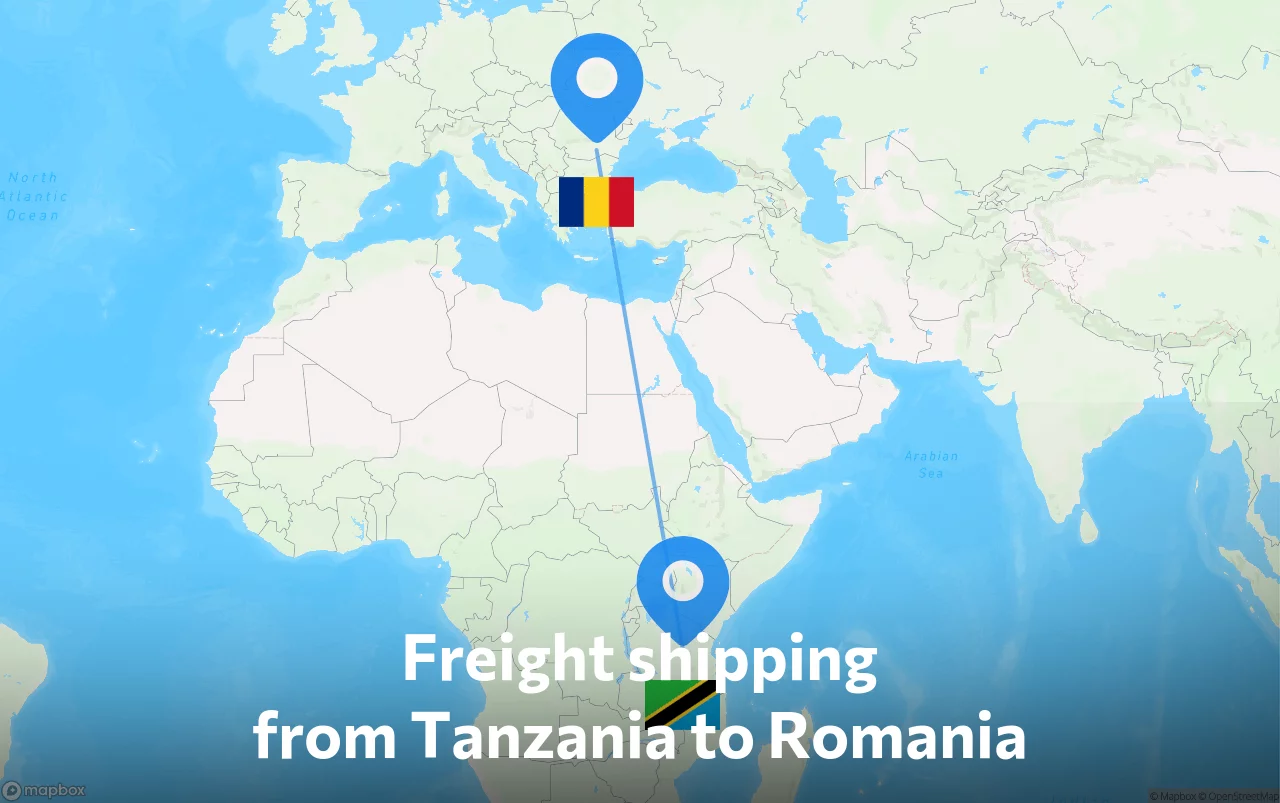 Shipping route from Tanzania to Romania