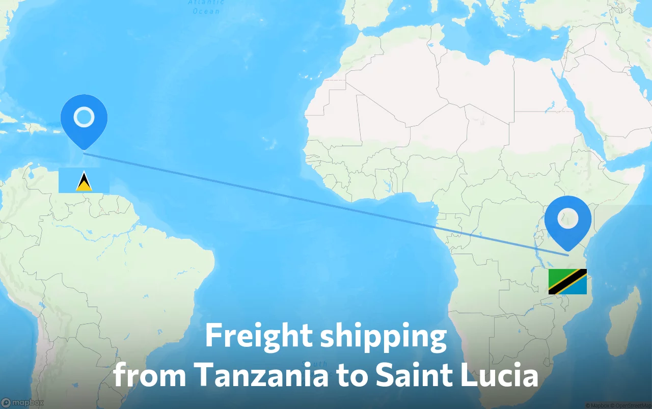 Shipping route from Tanzania to Saint Lucia