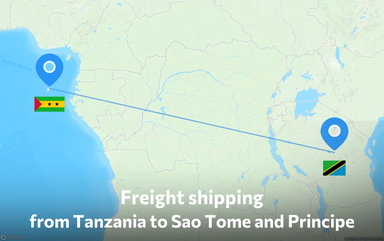 Shipping route from Tanzania to Sao Tome and Principe