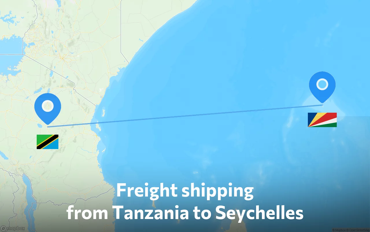 Shipping route from Tanzania to Seychelles