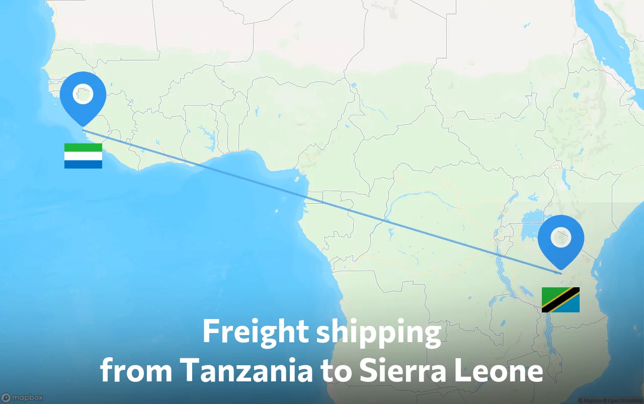 Shipping route from Tanzania to Sierra Leone