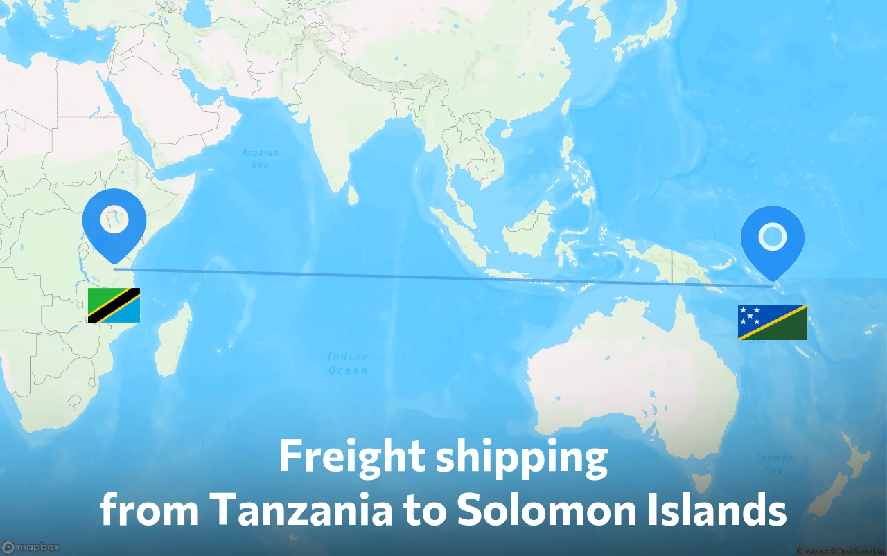 Shipping route from Tanzania to Solomon Islands