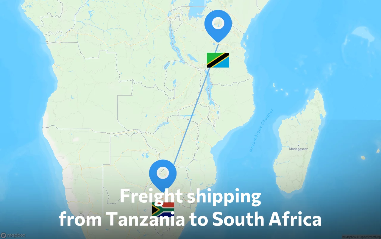 Shipping route from Tanzania to South Africa