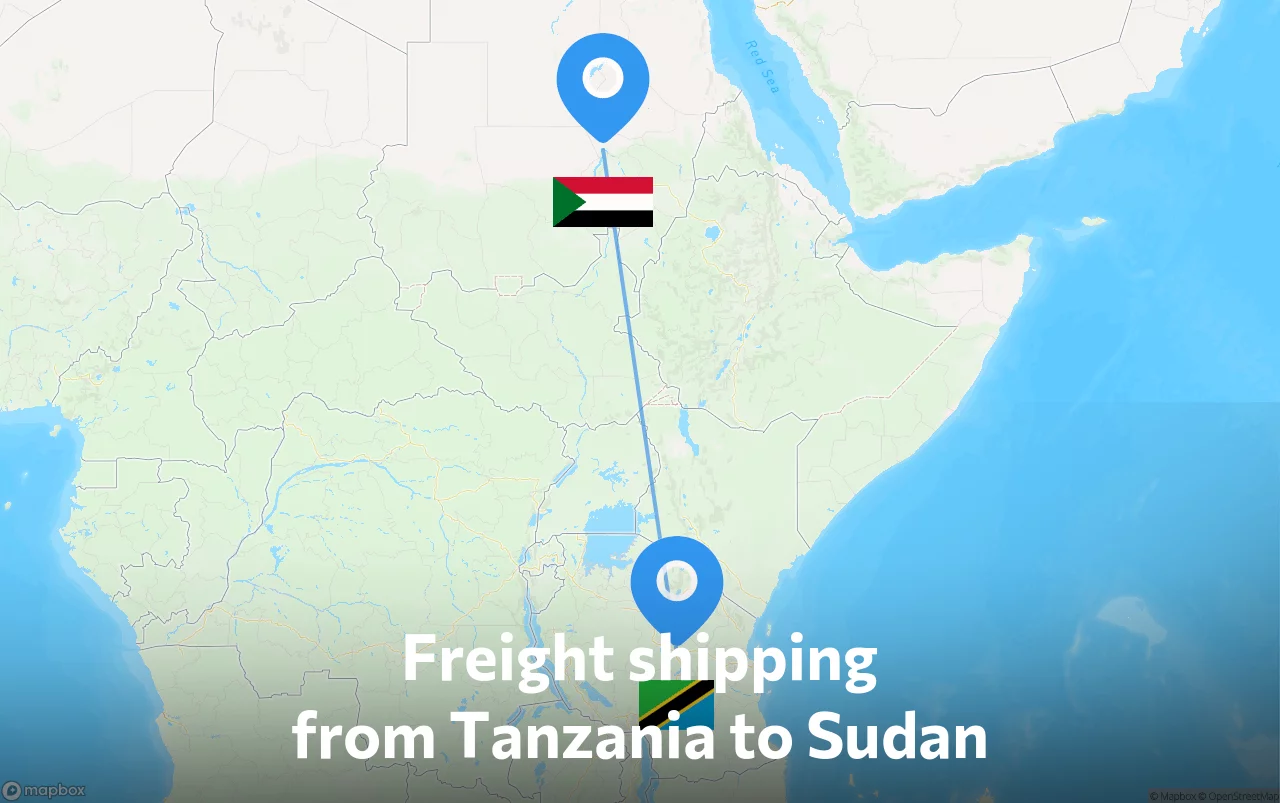 Shipping route from Tanzania to Sudan
