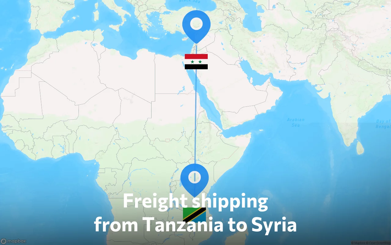 Shipping route from Tanzania to Syria