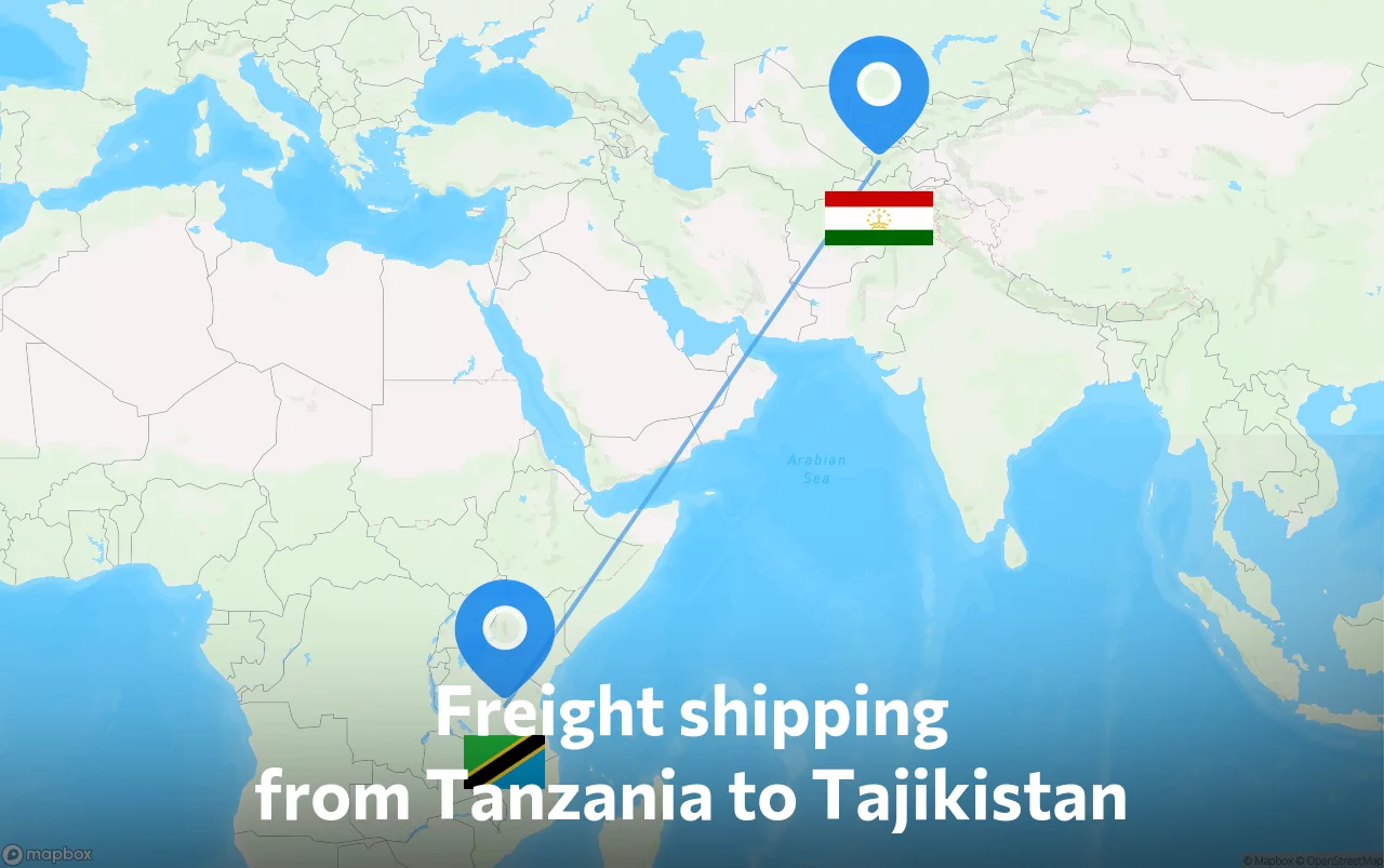 Shipping route from Tanzania to Tajikistan