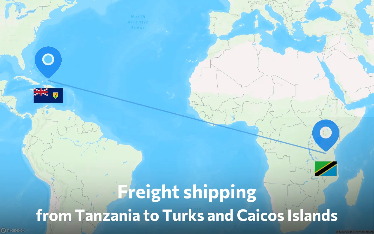 Shipping route from Tanzania to Turks and Caicos Islands