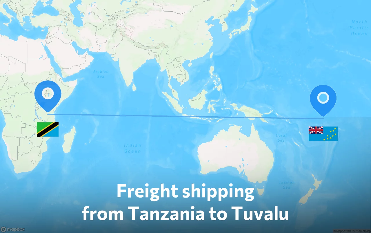 Shipping route from Tanzania to Tuvalu