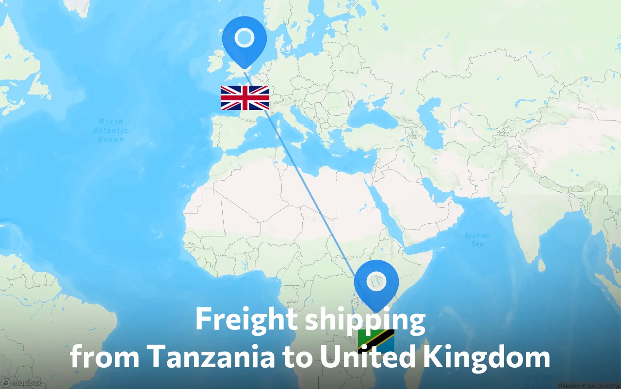 Shipping route from Tanzania to United Kingdom