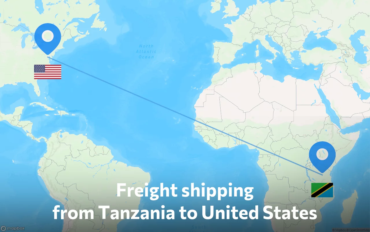 Shipping route from Tanzania to United States