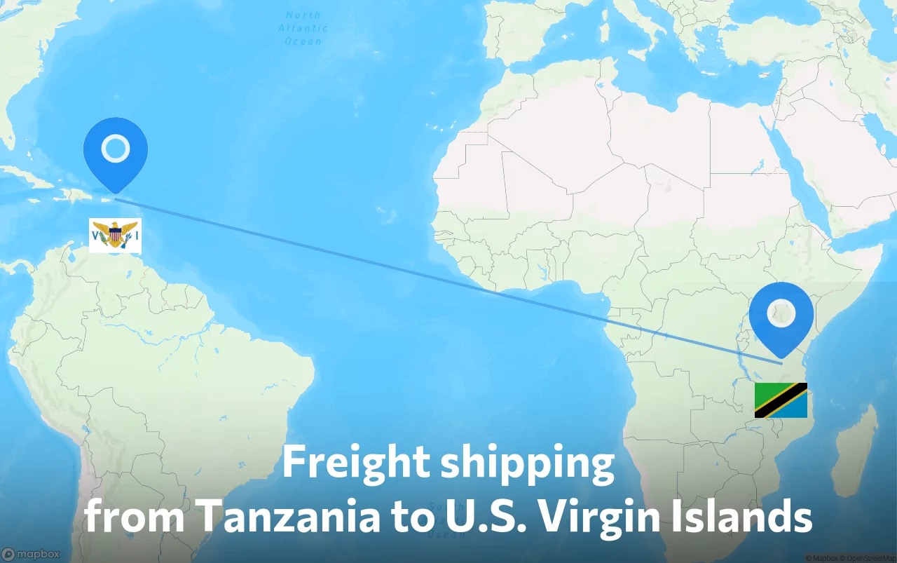Shipping route from Tanzania to U.S. Virgin Islands