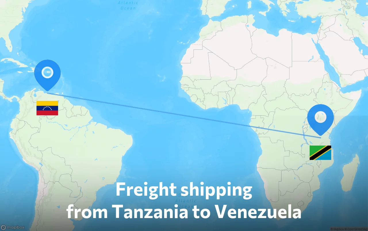 Shipping route from Tanzania to Venezuela