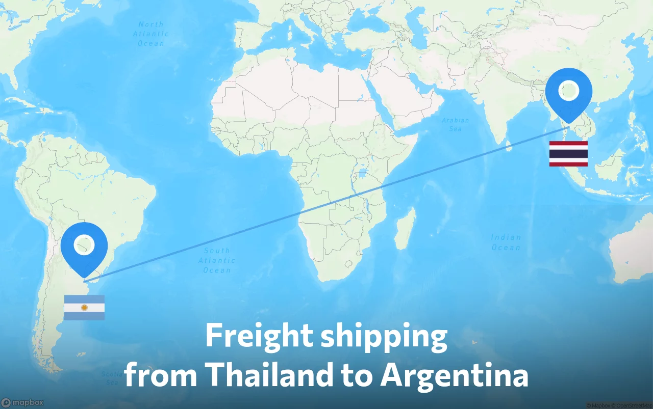 Shipping route from Thailand to Argentina
