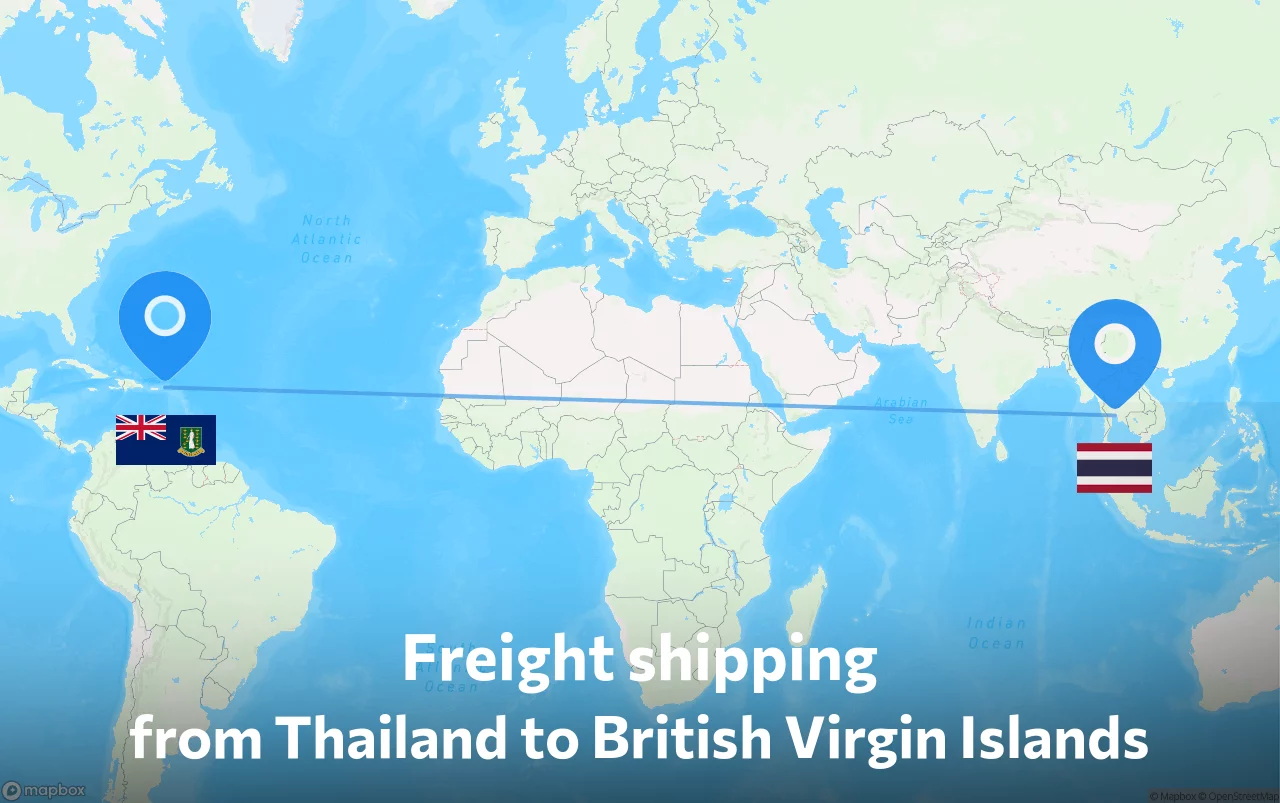 Shipping route from Thailand to British Virgin Islands