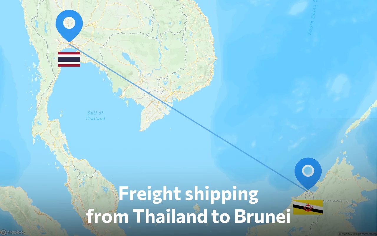 Shipping route from Thailand to Brunei