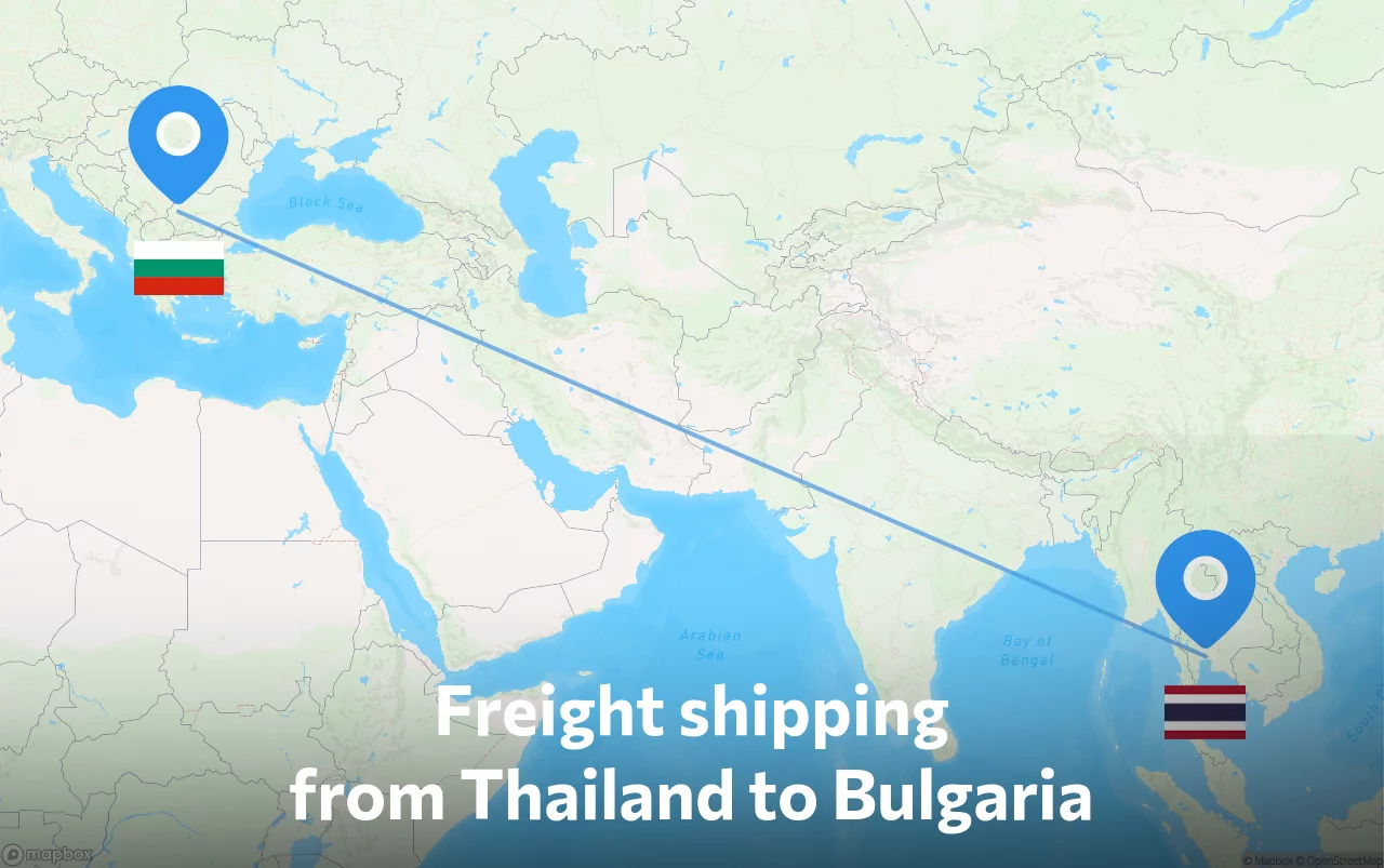 Shipping route from Thailand to Bulgaria