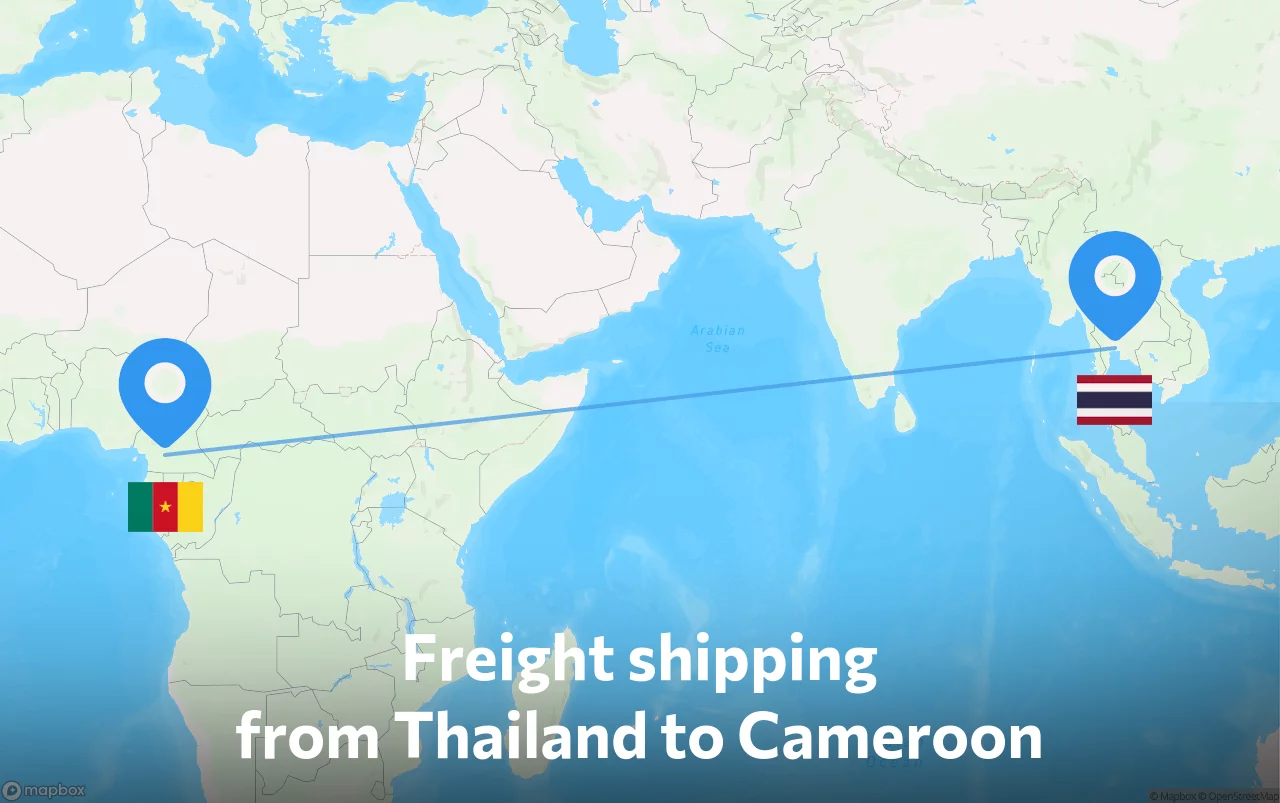 Shipping route from Thailand to Cameroon