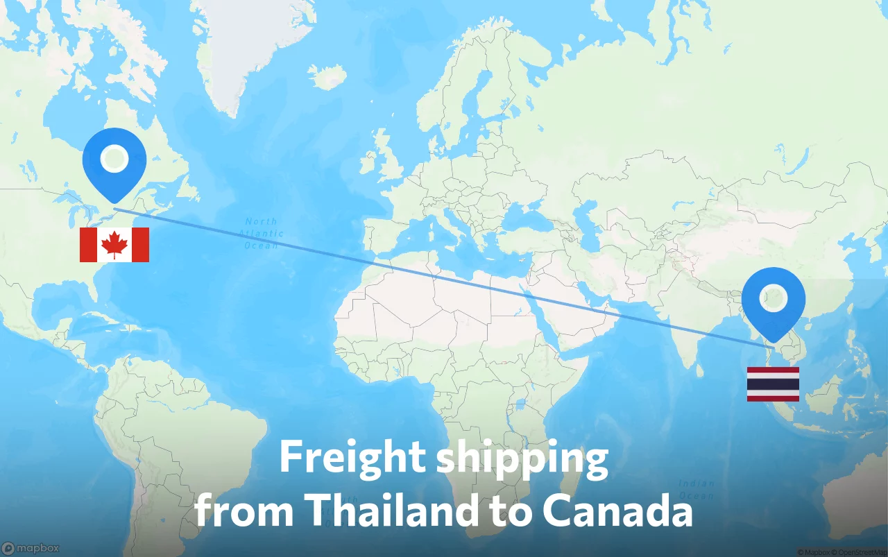 Shipping route from Thailand to Canada