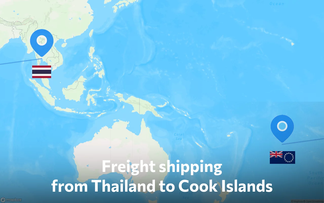 Shipping route from Thailand to Cook Islands