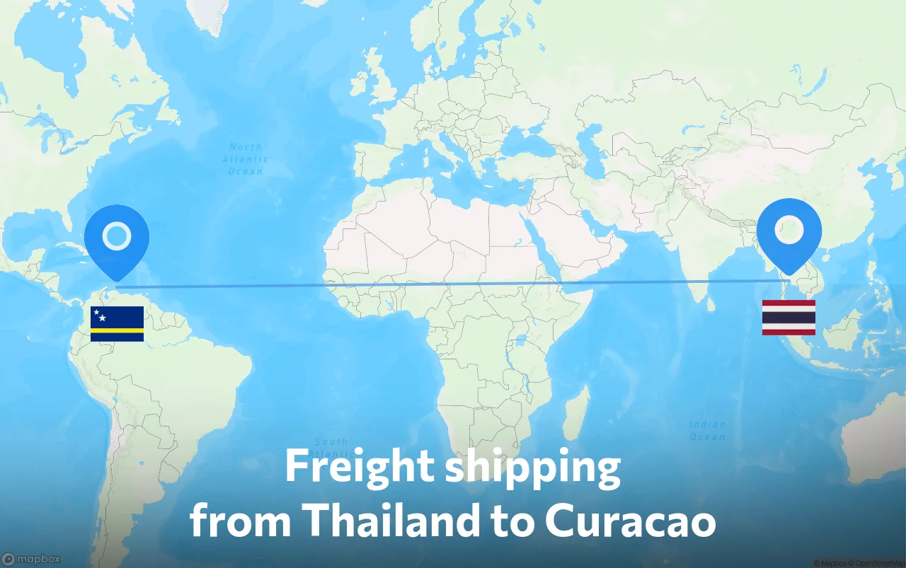 Shipping route from Thailand to Curacao