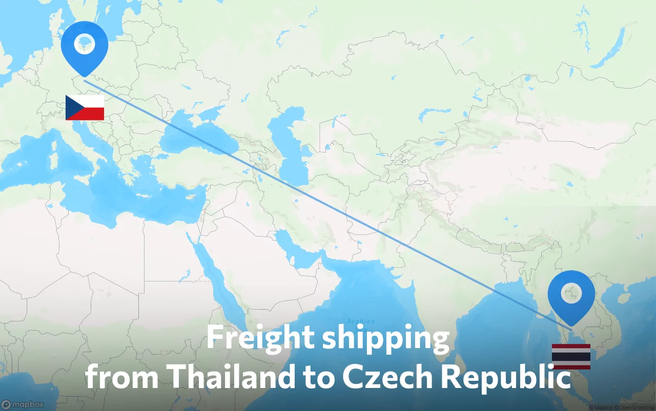 Shipping route from Thailand to Czech Republic