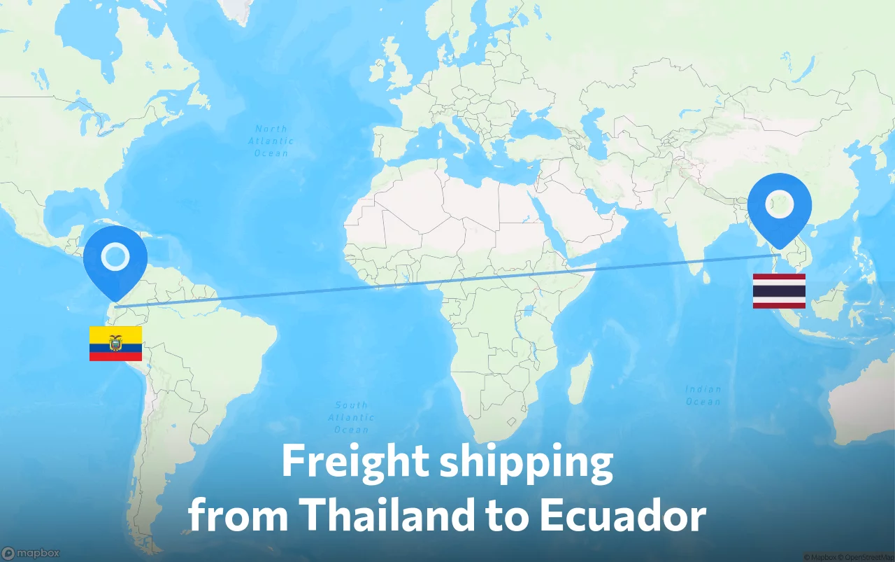 Shipping route from Thailand to Ecuador