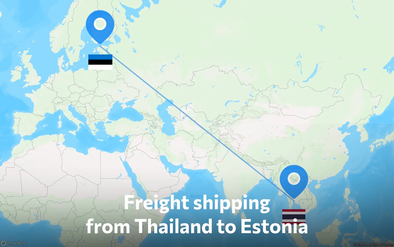 Shipping route from Thailand to Estonia