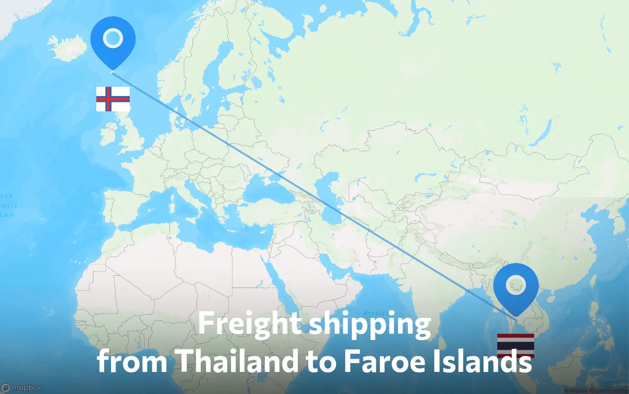 Shipping route from Thailand to Faroe Islands