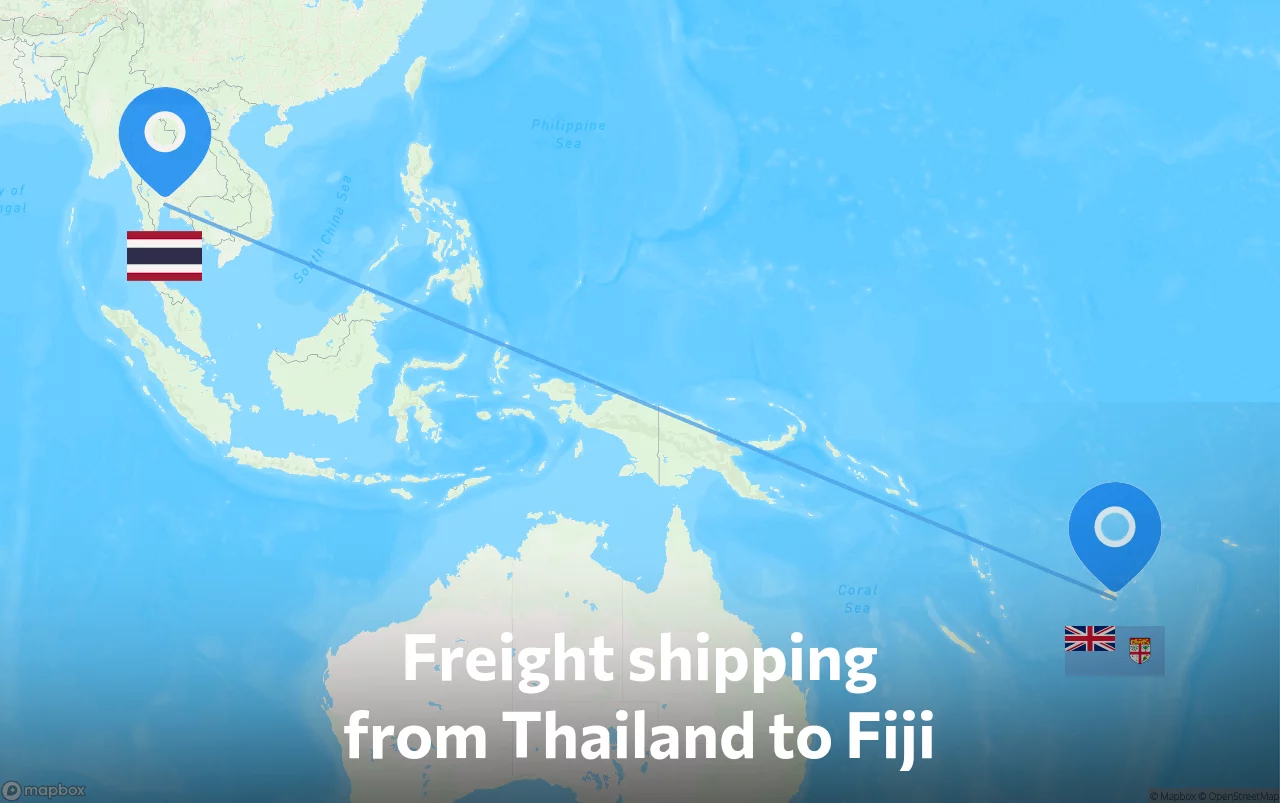 Shipping route from Thailand to Fiji