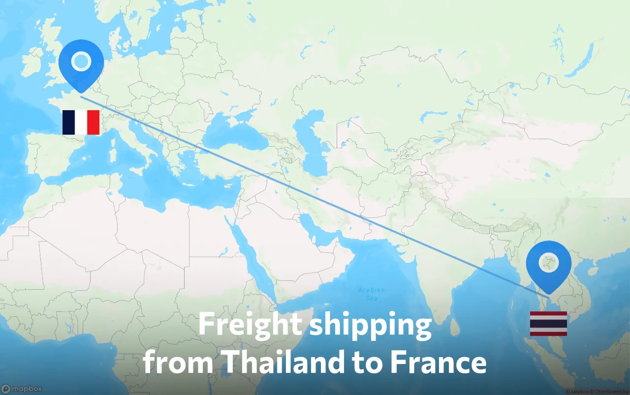 Shipping route from Thailand to France