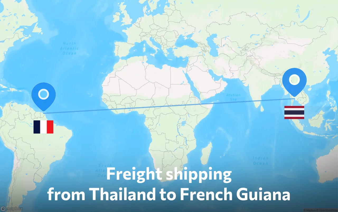 Shipping route from Thailand to French Guiana