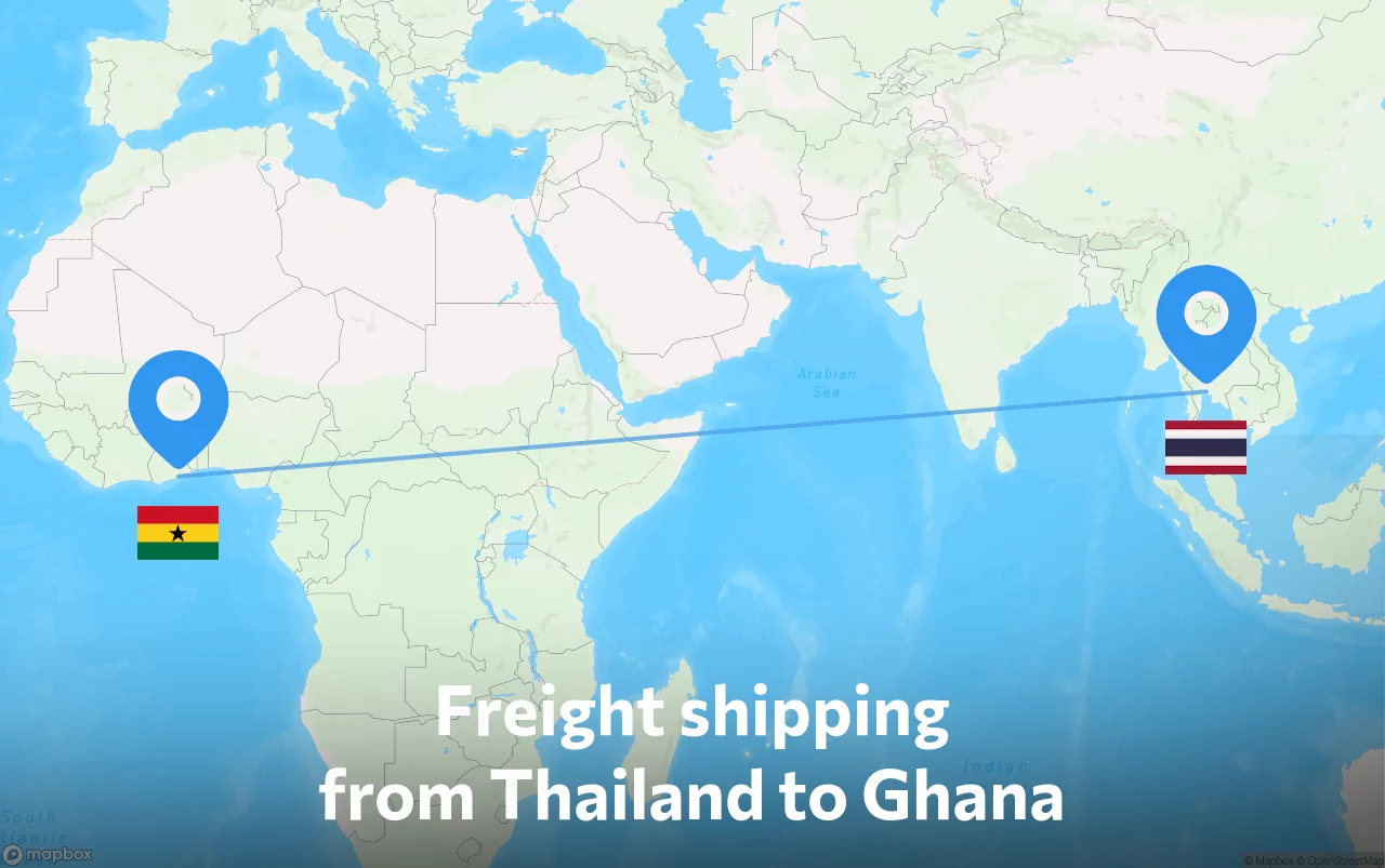 Shipping route from Thailand to Ghana