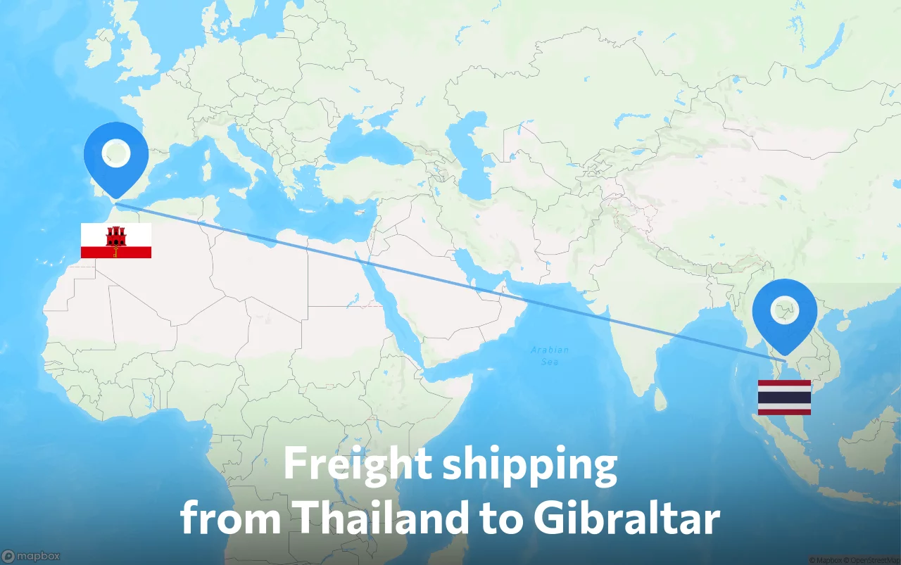 Shipping route from Thailand to Gibraltar