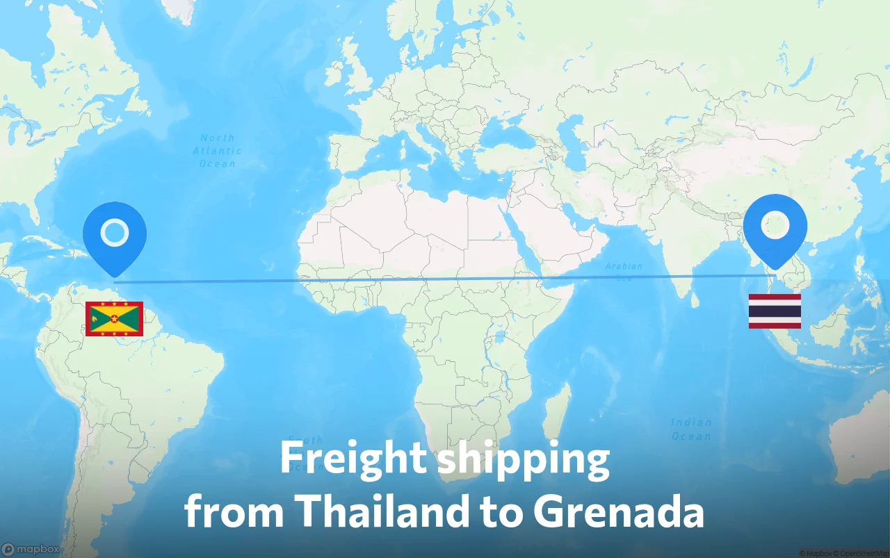 Shipping route from Thailand to Grenada