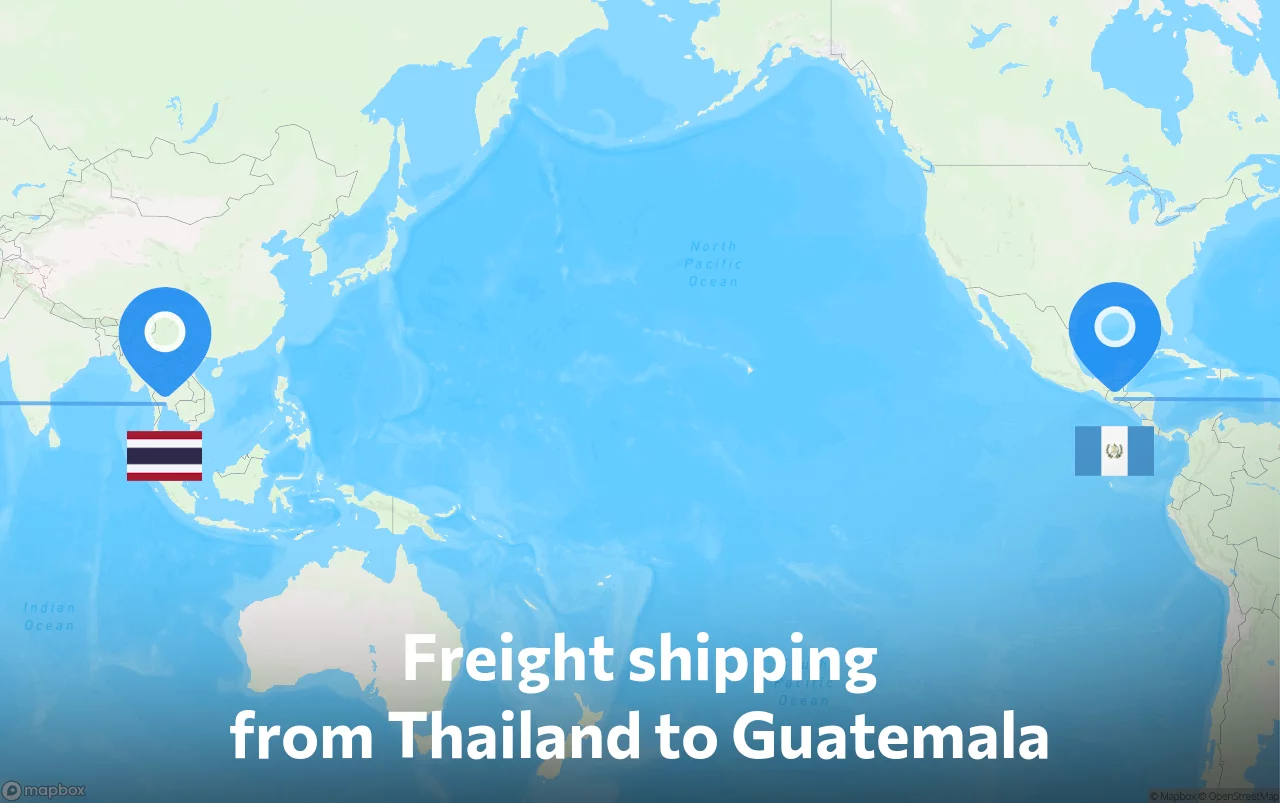Shipping route from Thailand to Guatemala