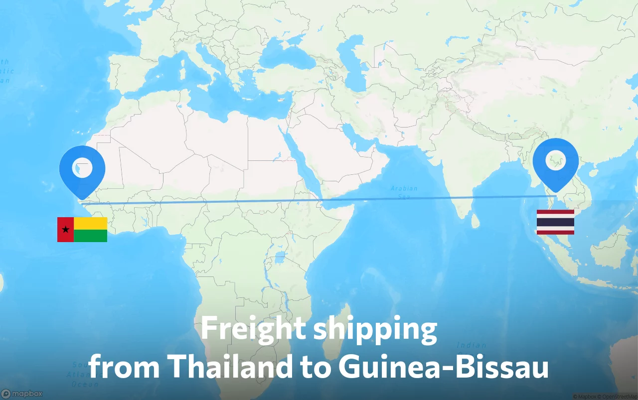 Shipping route from Thailand to Guinea-Bissau