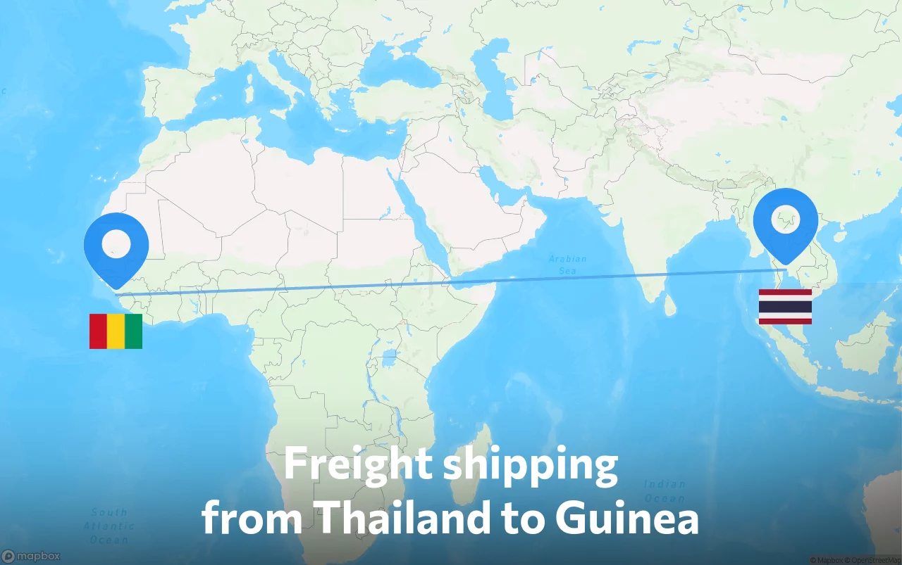 Shipping route from Thailand to Guinea