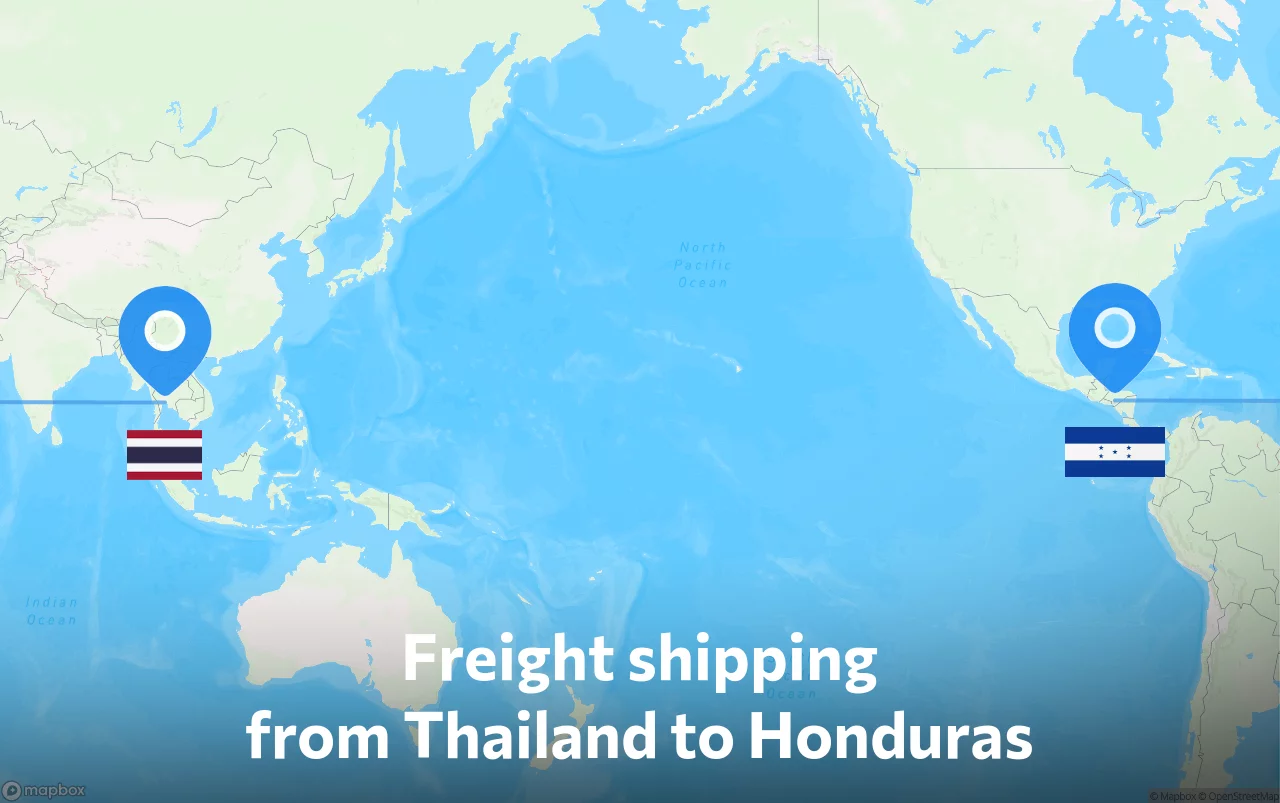 Shipping route from Thailand to Honduras