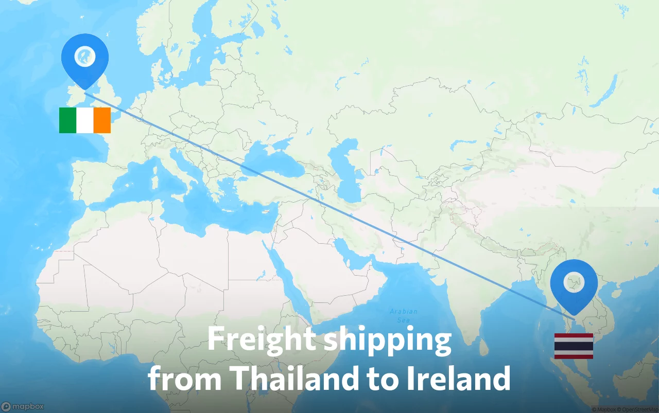 Shipping route from Thailand to Ireland