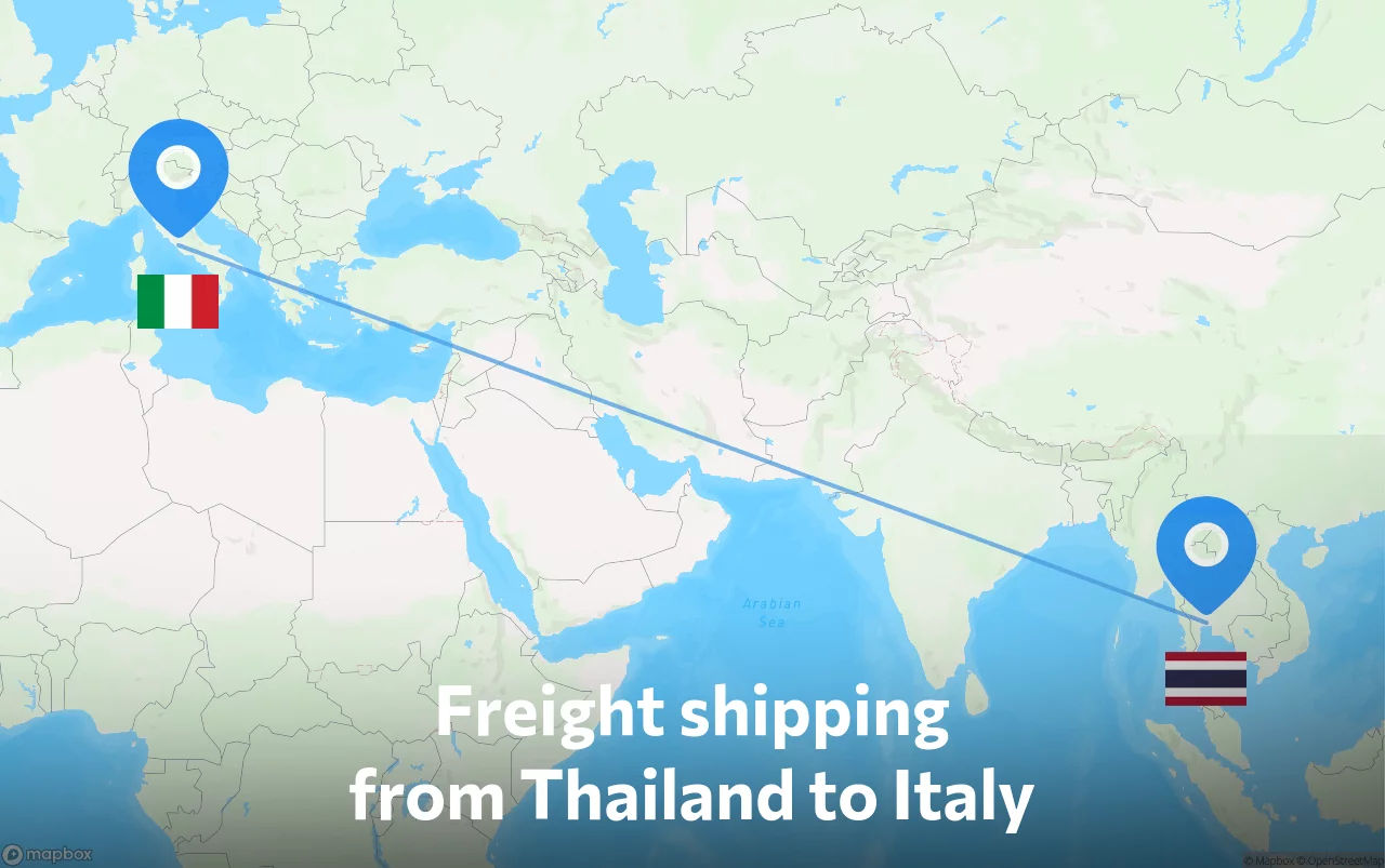 Shipping route from Thailand to Italy