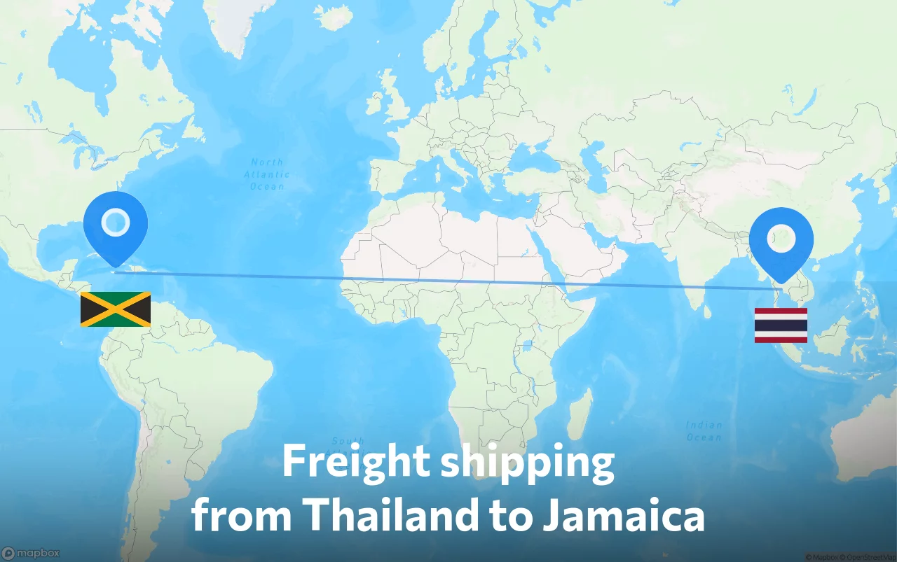 Shipping route from Thailand to Jamaica